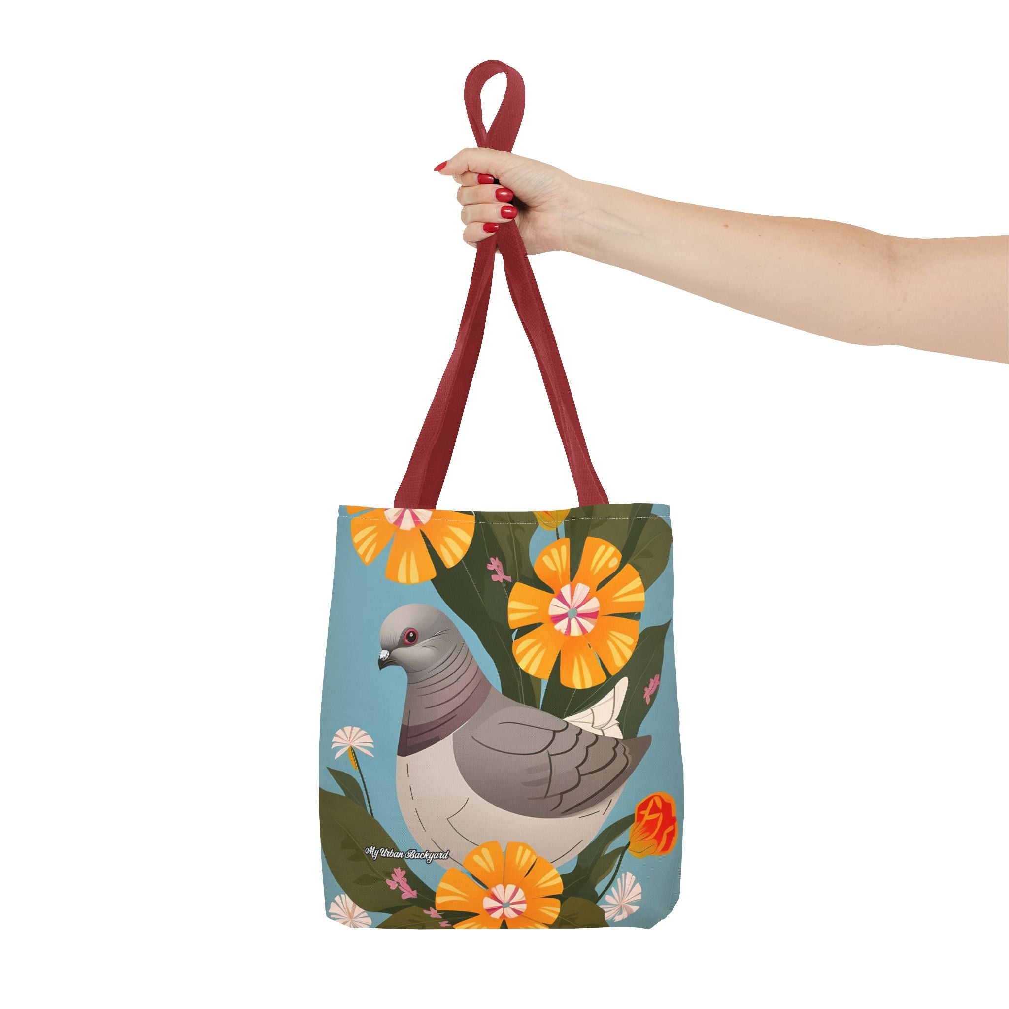 Pigeon and Yellow Flowers Tote Bag with Cotton Handles For Everyday Use, 3 Sizes