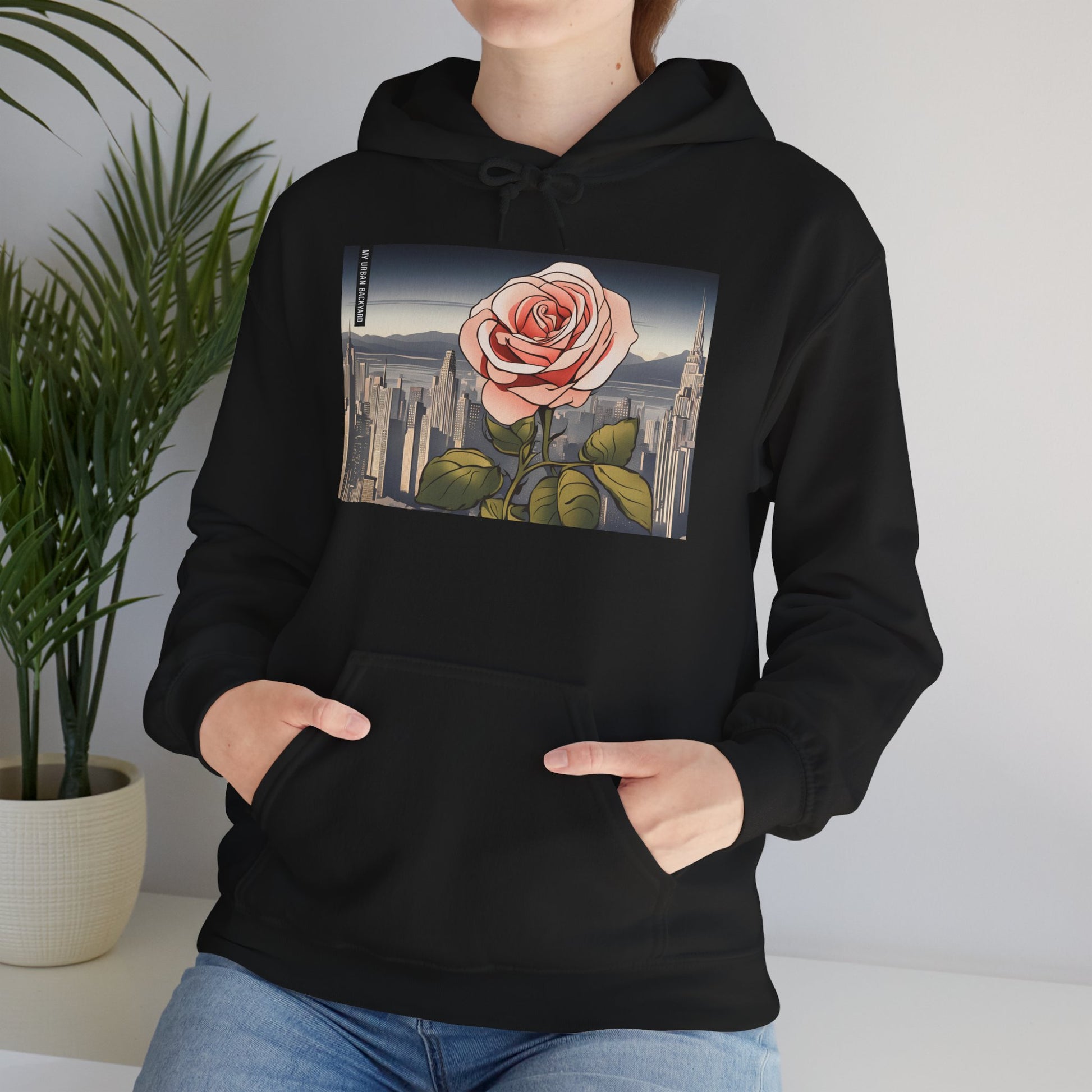 City Rose Unisex Hoodie - Cozy Gift for Plant Lovers, Floral Sweatshirt for Spring, Comfortable Everyday Wear, Birthday Present