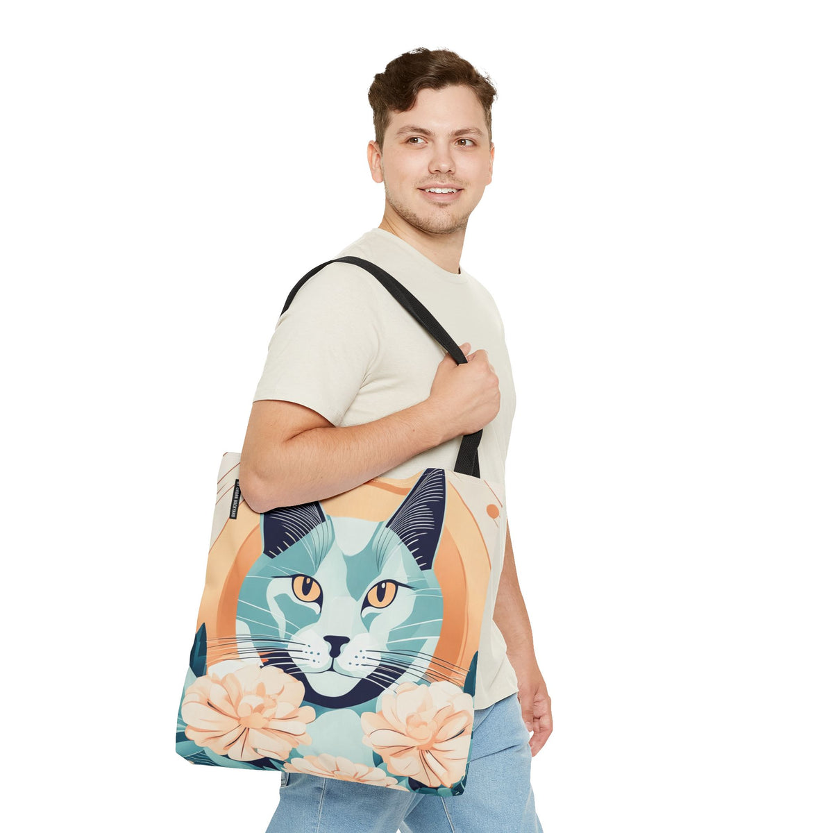 Leo Bluemane, Floral Cat Tote Bag