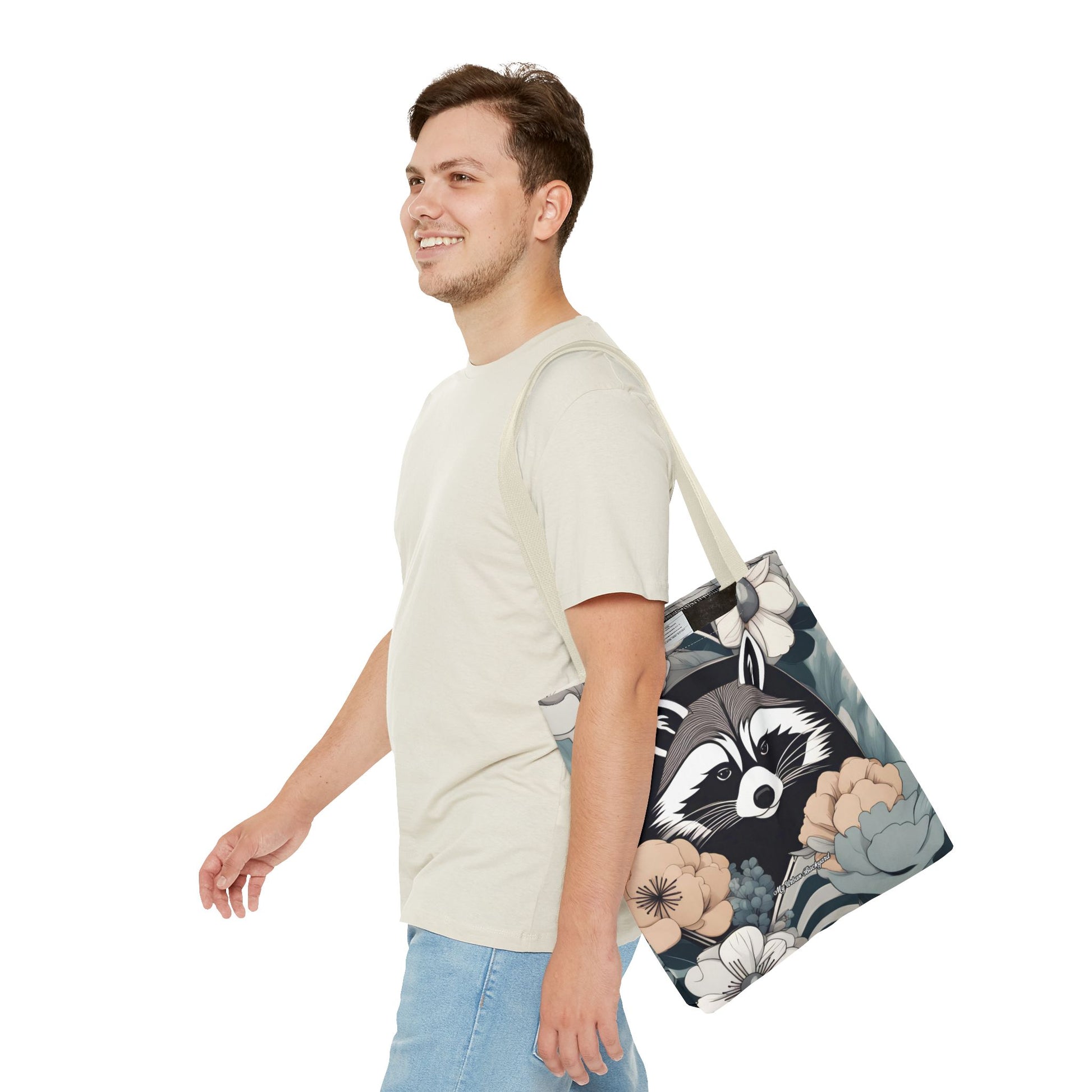 Rocco Pawsley, Raccoon Tote Bag with Cotton Handles For Everyday Use, 3 Sizes