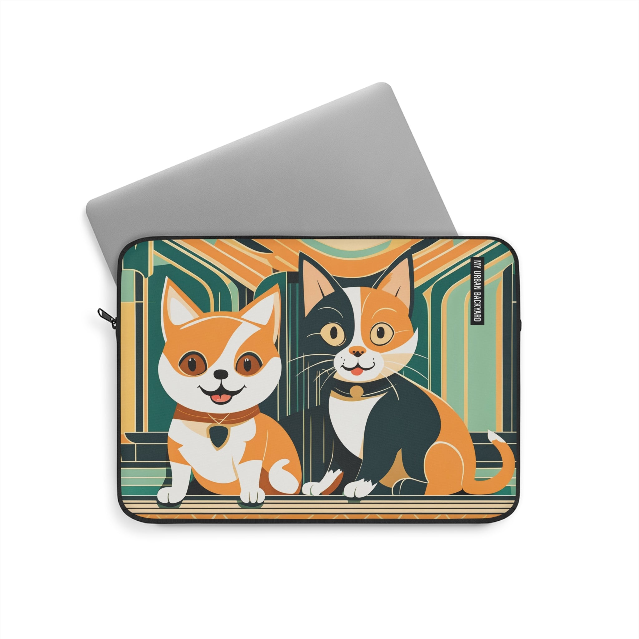 Two Kitties, Soft Laptop Sleeve, Pet Lover Gift, Stylish Tech Accessory, Colorful Cat Art, Cat Themed Laptop Case, Gift for Cat Moms, 3 Sizes