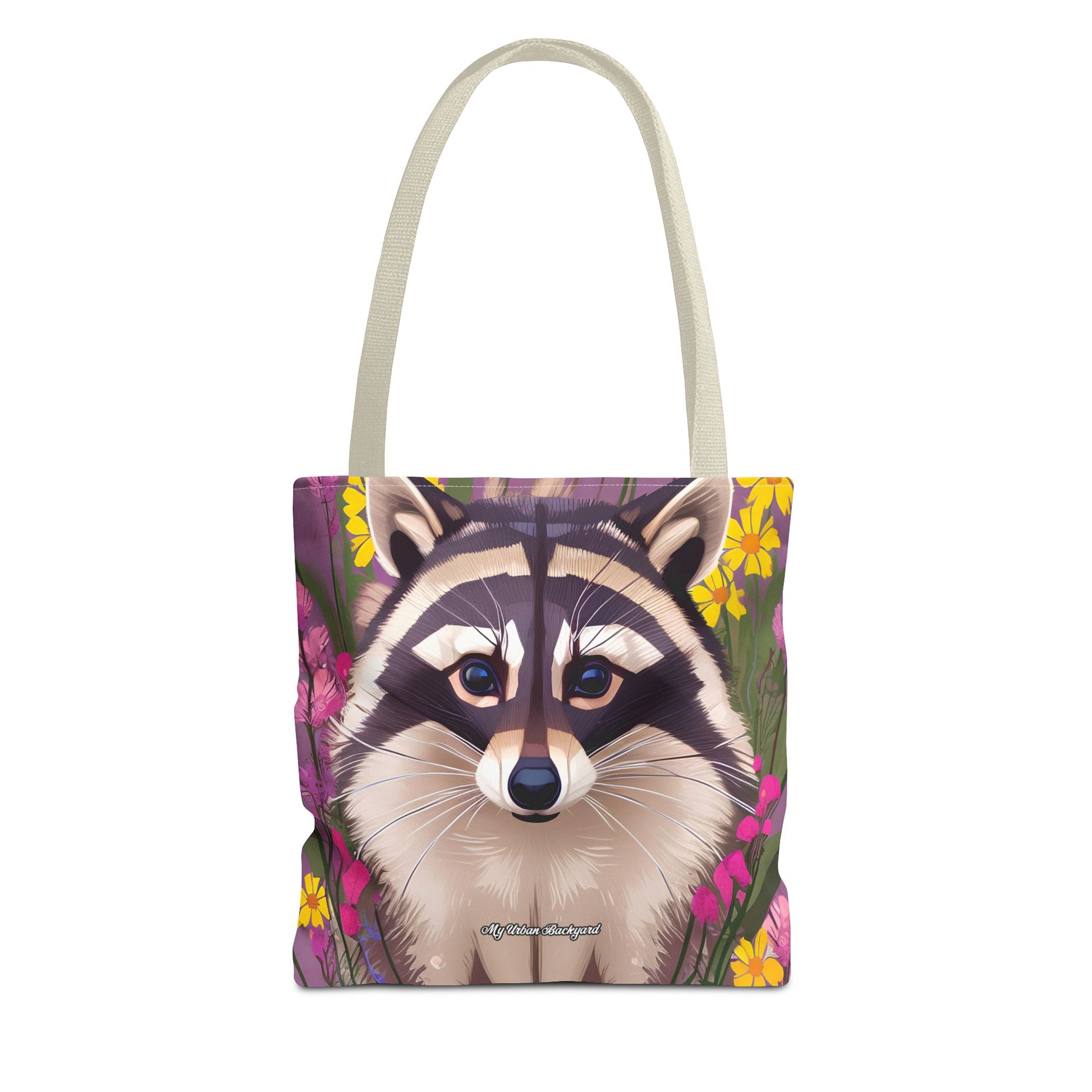 Raccoon and Flowers Tote Bag with Cotton Handles For Everyday Use, 3 Sizes