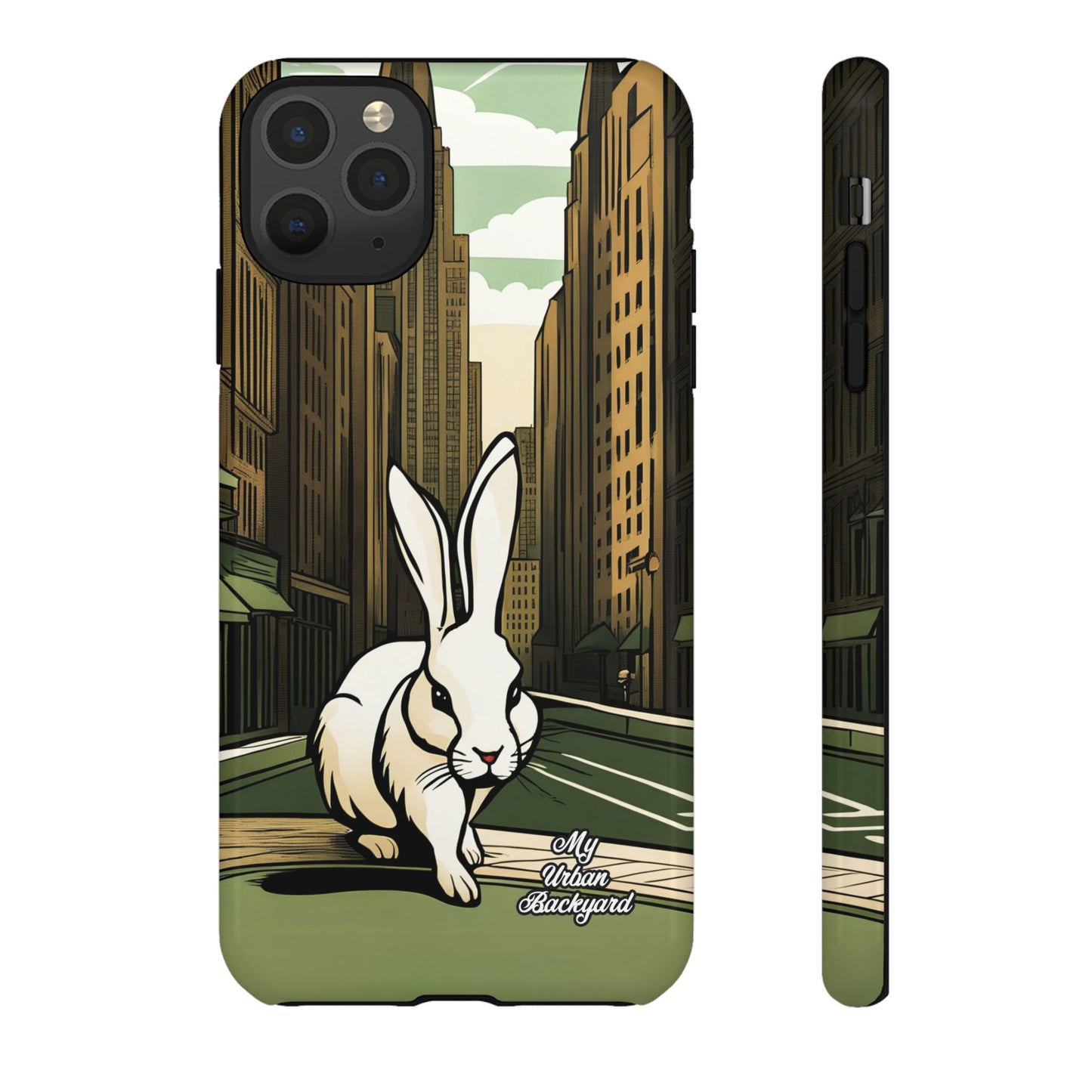 White Rabbit on a City Street, Cell Phone Case - Apple, Samsung, or Google Pixel