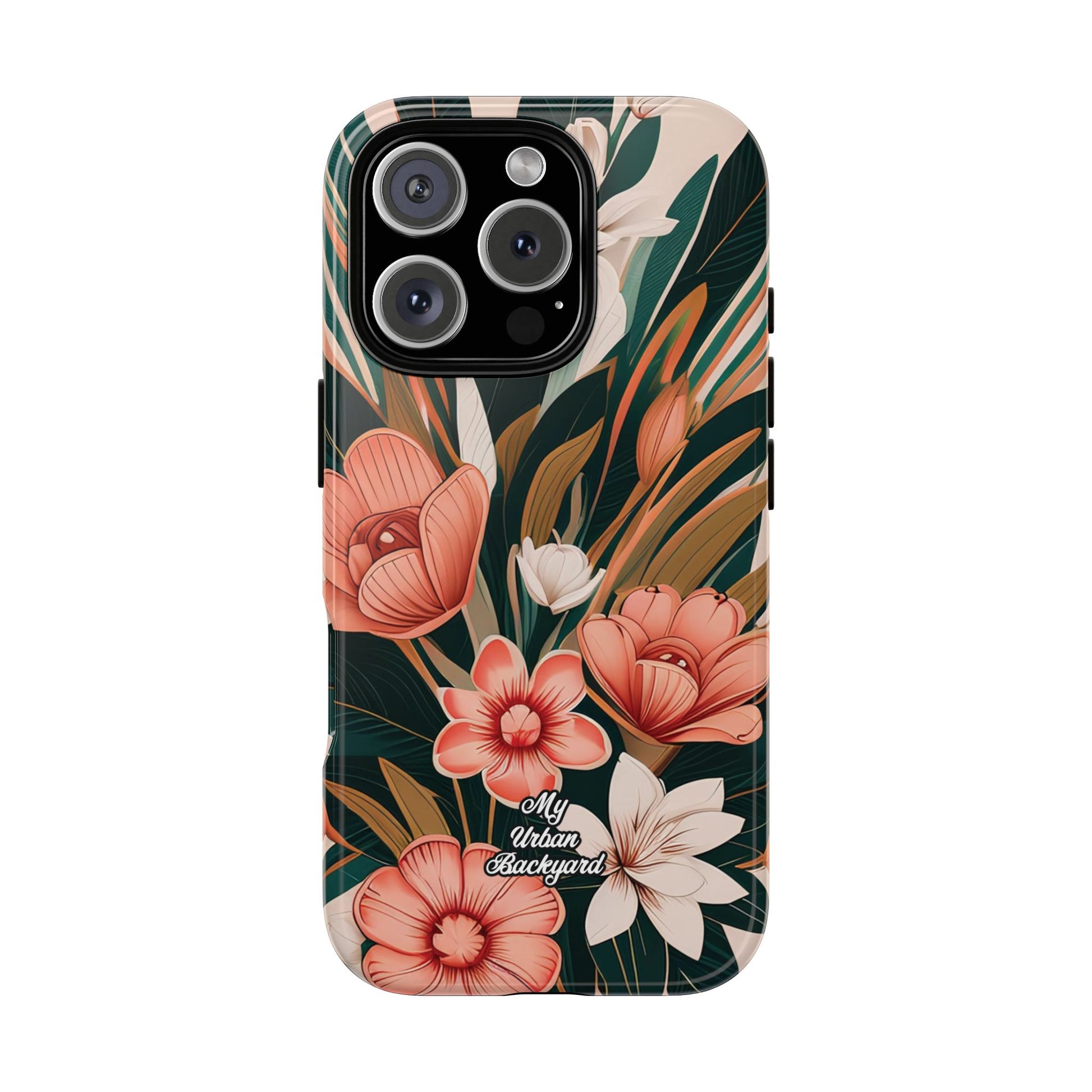 Peach Art Deco Flowers, Cell Phone Case - Apple, Samsung, Google Pixel