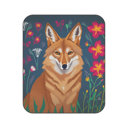 Outdoor Picnic Blanket with Soft Fleece Top and Water-Resistant Bottom - Coyote with Red Flowers