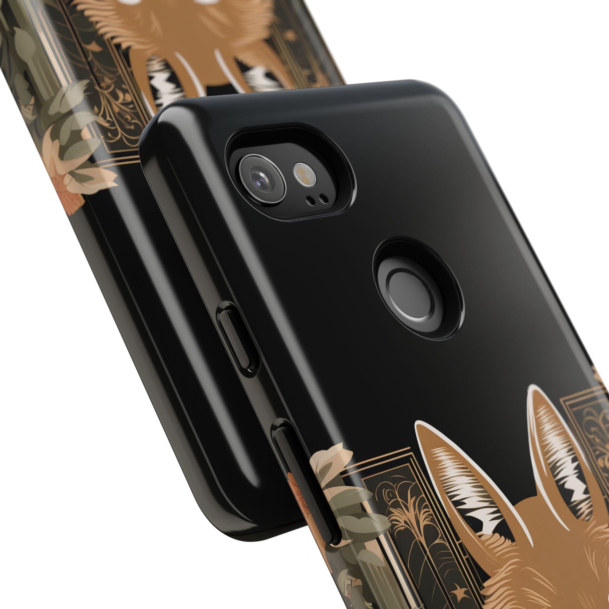 Art Deco Coyote with Flower, Cell Phone Case - Apple, Samsung, Google Pixel