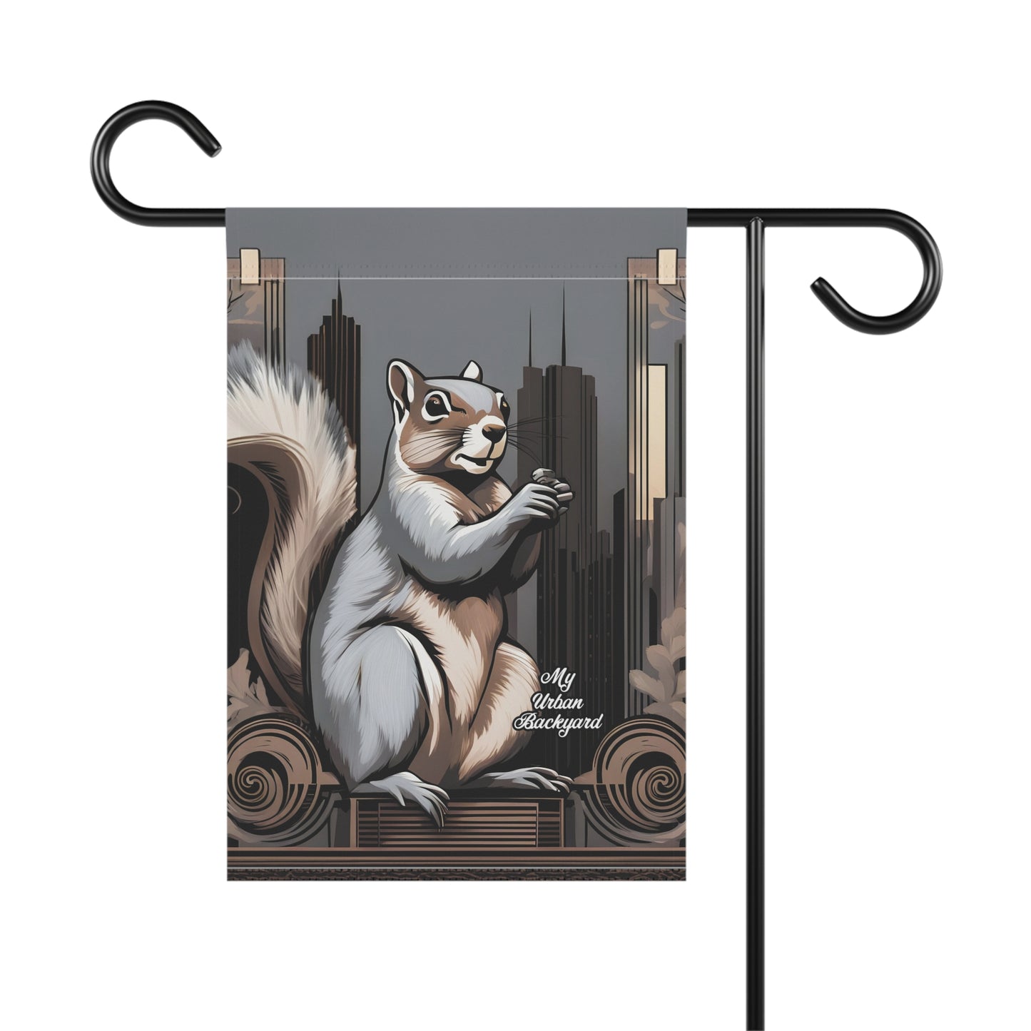 Urban Gray Squirrel, Garden Flag for Yard, Patio, Porch, or Work, 12"x18" - Flag only