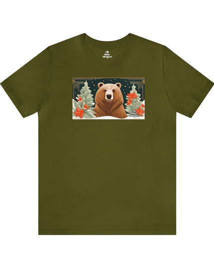 Art Deco Holiday Bear, Soft 100% Jersey Cotton T-Shirt, Unisex, Short Sleeve, Retail Fit