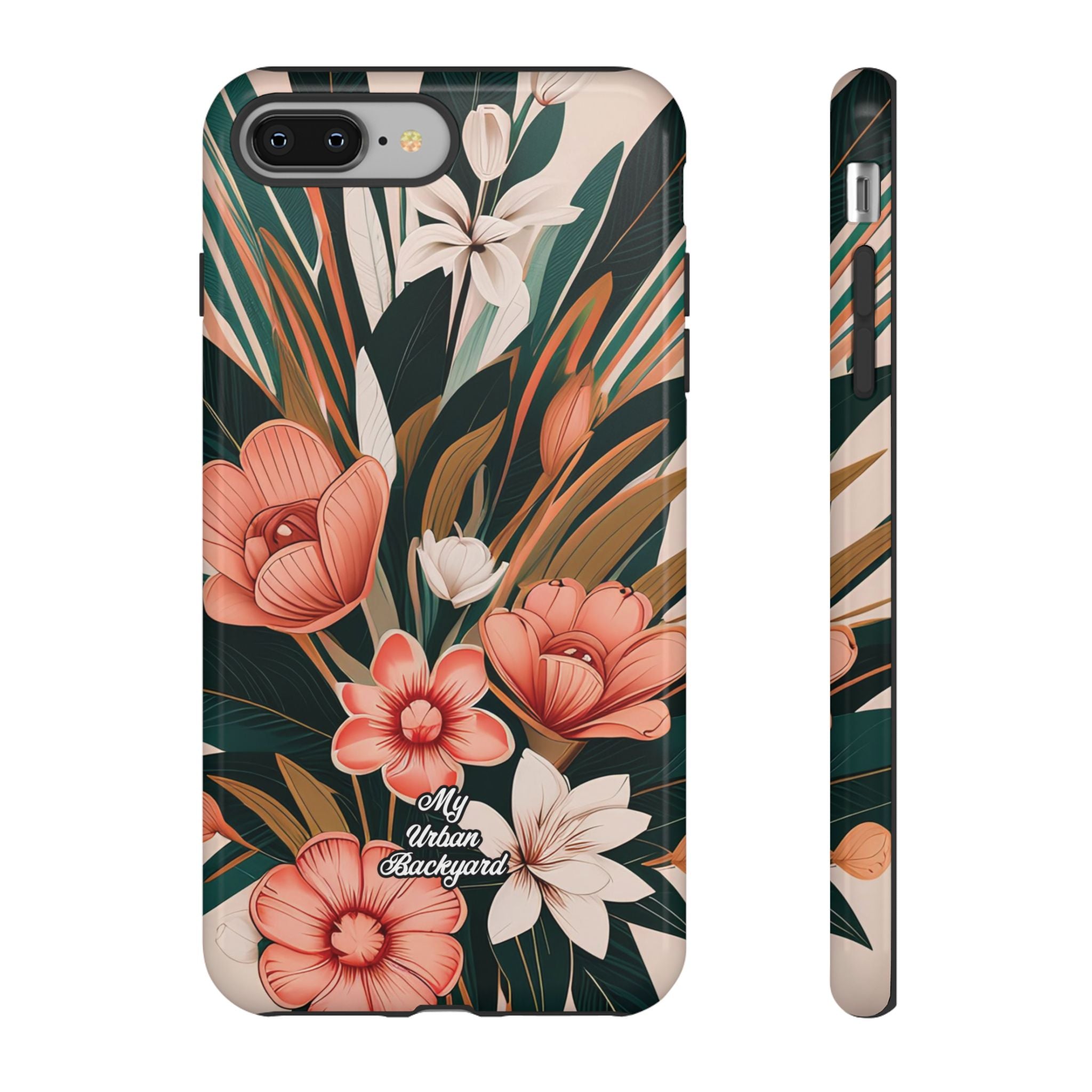 Peach Art Deco Flowers, Cell Phone Case