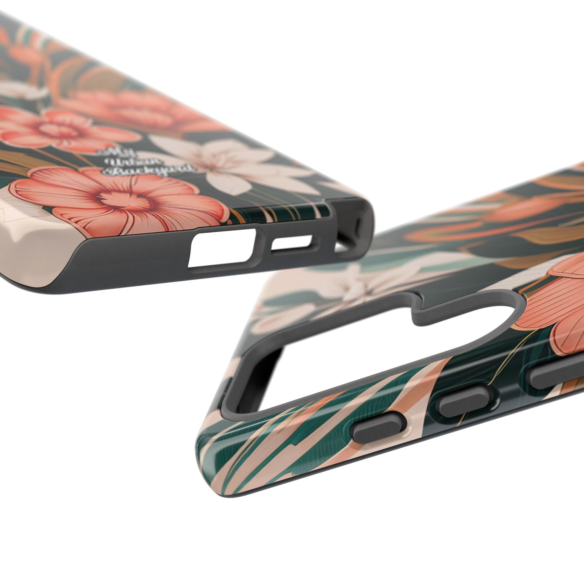 Peach Art Deco Flowers, Cell Phone Case - Apple, Samsung, Google Pixel