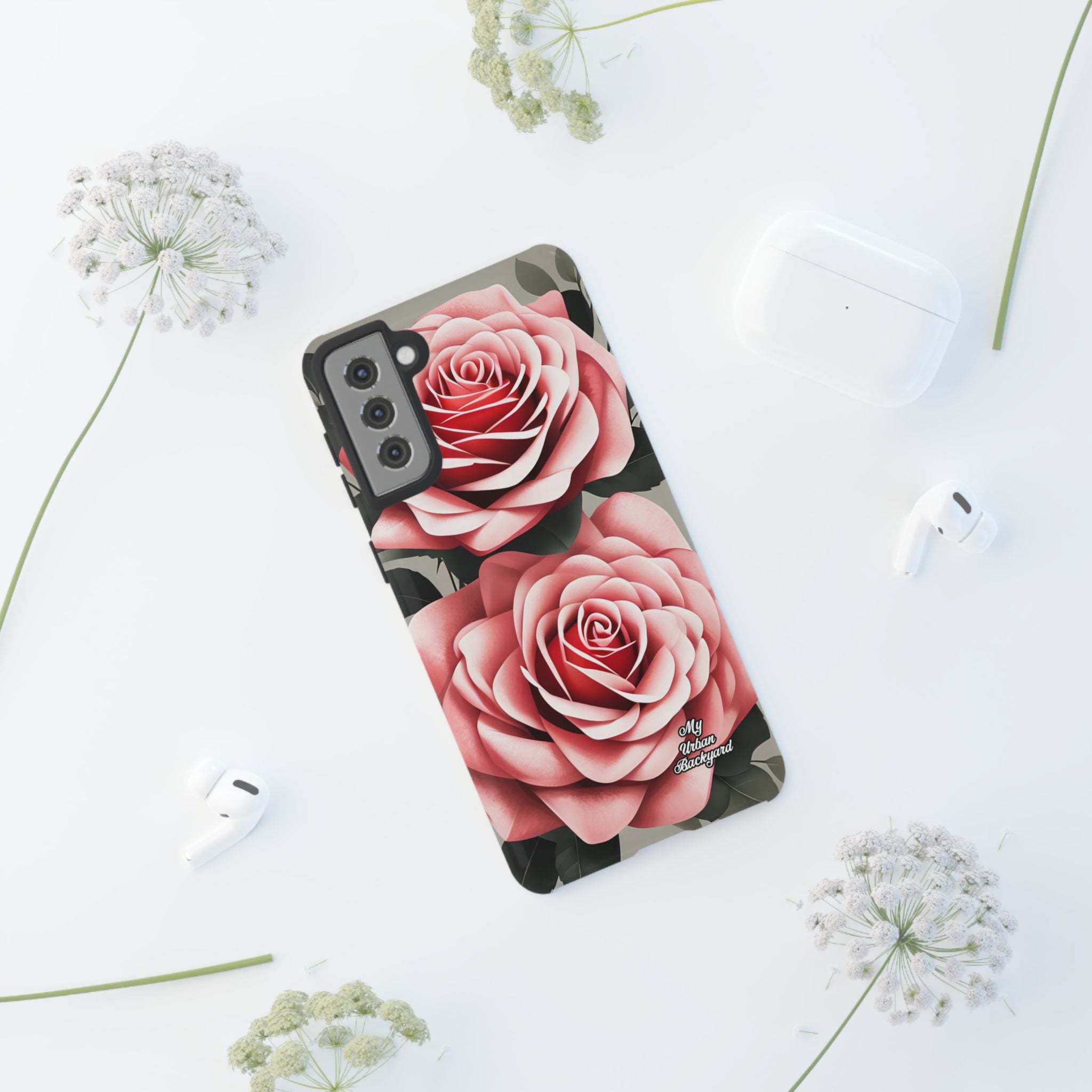 Pink Rose Flowers, Cell Phone Case - Apple, Samsung or Google Pixel