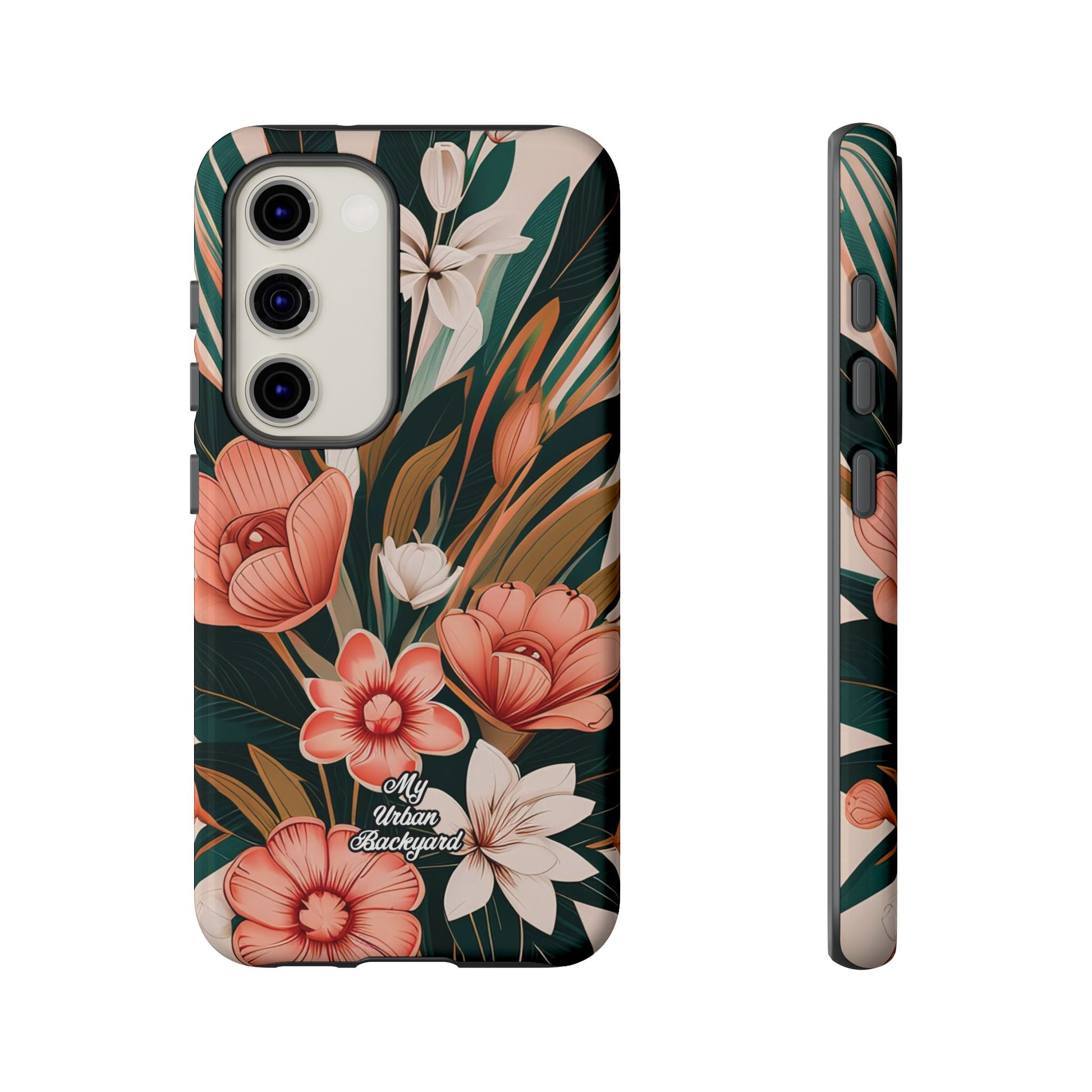 Peach Art Deco Flowers, Cell Phone Case - Apple, Samsung, Google Pixel