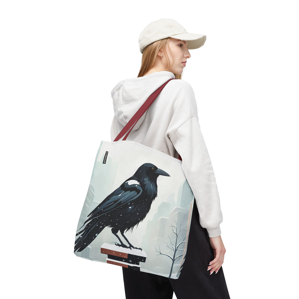 Winter Crow Tote Bag with Cotton Handles For Everyday Use, 3 Sizes