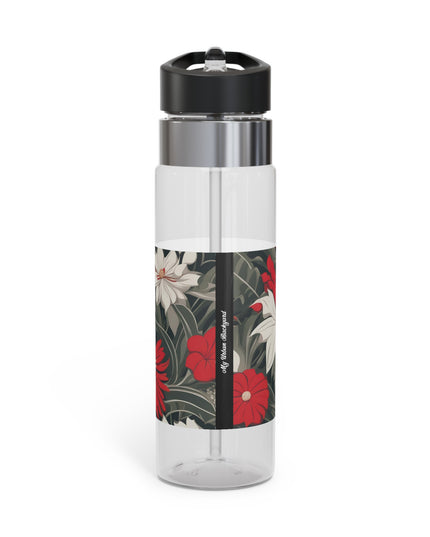 Red & White Flowers, 20oz Sport Water Bottle, BPA-Free, Tritan™ plastic