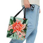 Everyday Tote Bag w Cotton Handles, Reusable Shoulder Bag, Large Flower