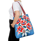 Bouquet of Red White and Blue Flowers Tote Bag with Cotton Handles For Everyday Use, 3 Sizes