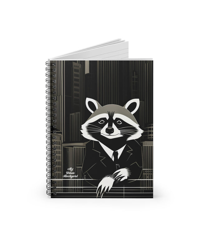 Oliver Nighteyes, Raccoon Spiral Notebook Writing Journal - 118 Ruled Pages