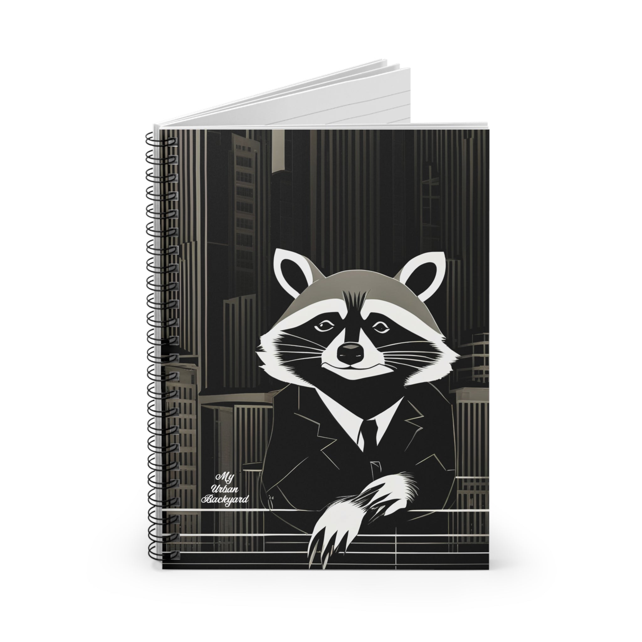 Oliver Nighteyes, Raccoon Spiral Notebook Writing Journal - 118 Ruled Pages