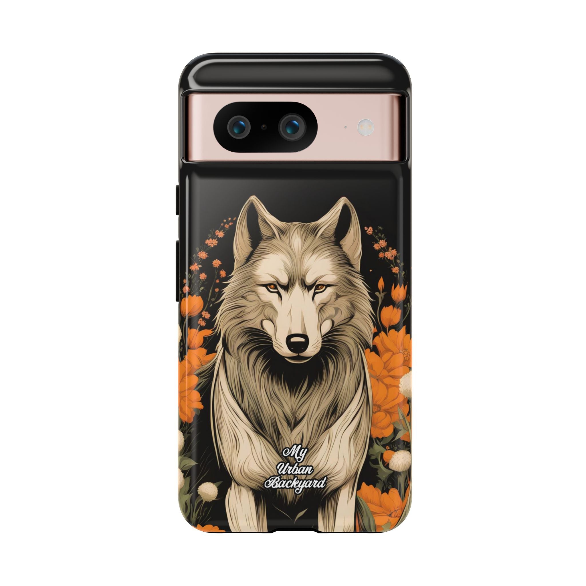 Wolf with Flowers, Animal Cell Phone Case - Apple, Samsung, Google Pixel