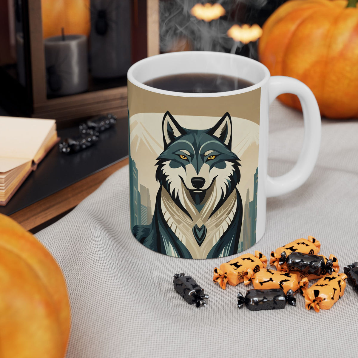 Art Deco Wolf Ceramic Mug