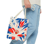 Red, White & Blue Flowers, Everyday Tote Bag w Cotton Handles