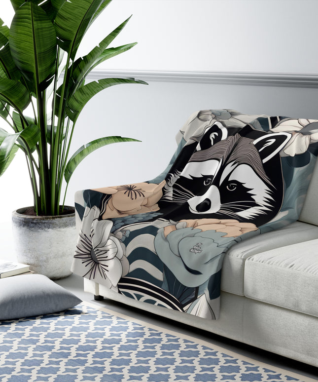 Rocco Pawsley, Raccoon Sherpa Fleece Blanket for Cozy Warmth, 50"x60"