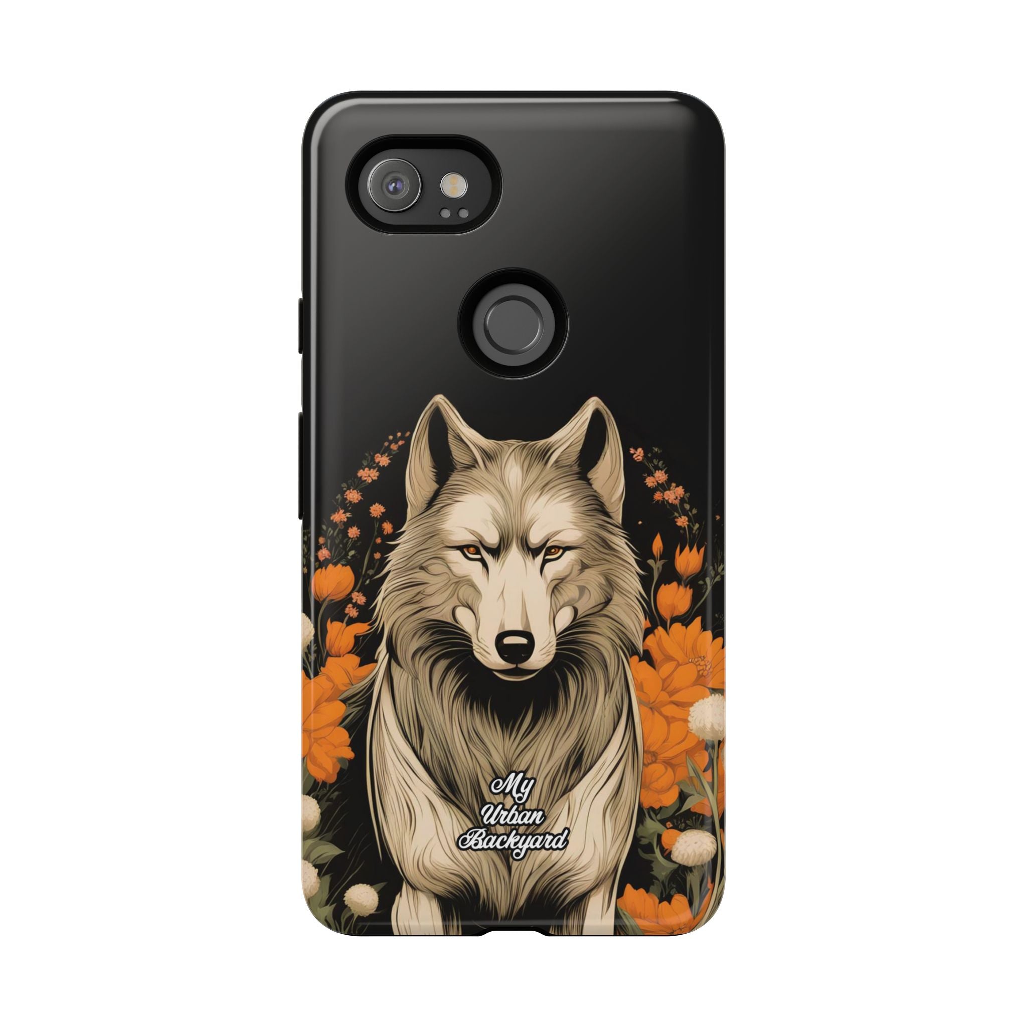 Wolf with Flowers, Animal Cell Phone Case - Apple, Samsung, Google Pixel