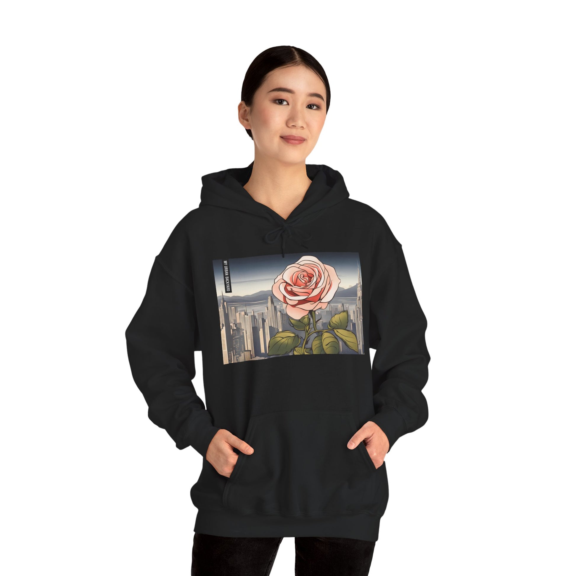 City Rose Unisex Hoodie - Cozy Gift for Plant Lovers, Floral Sweatshirt for Spring, Comfortable Everyday Wear, Birthday Present