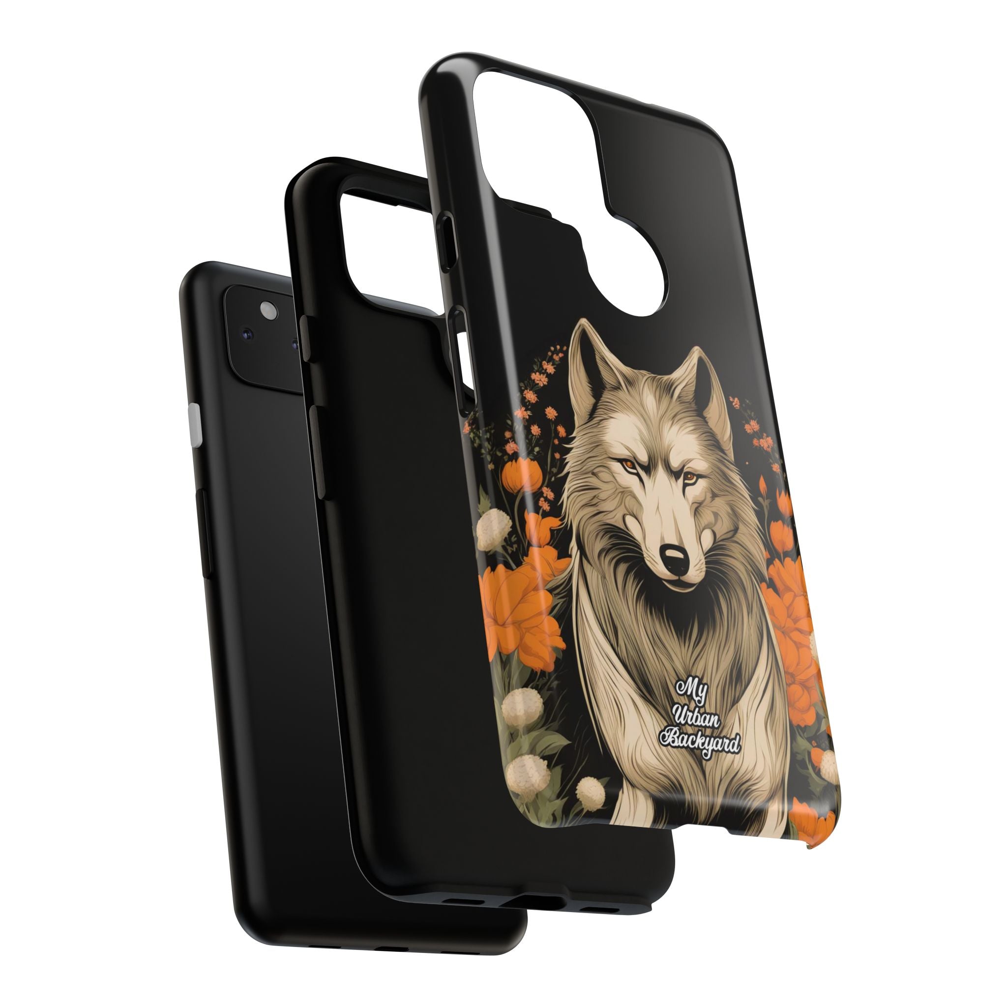Wolf with Flowers, Animal Cell Phone Case - Apple, Samsung, Google Pixel