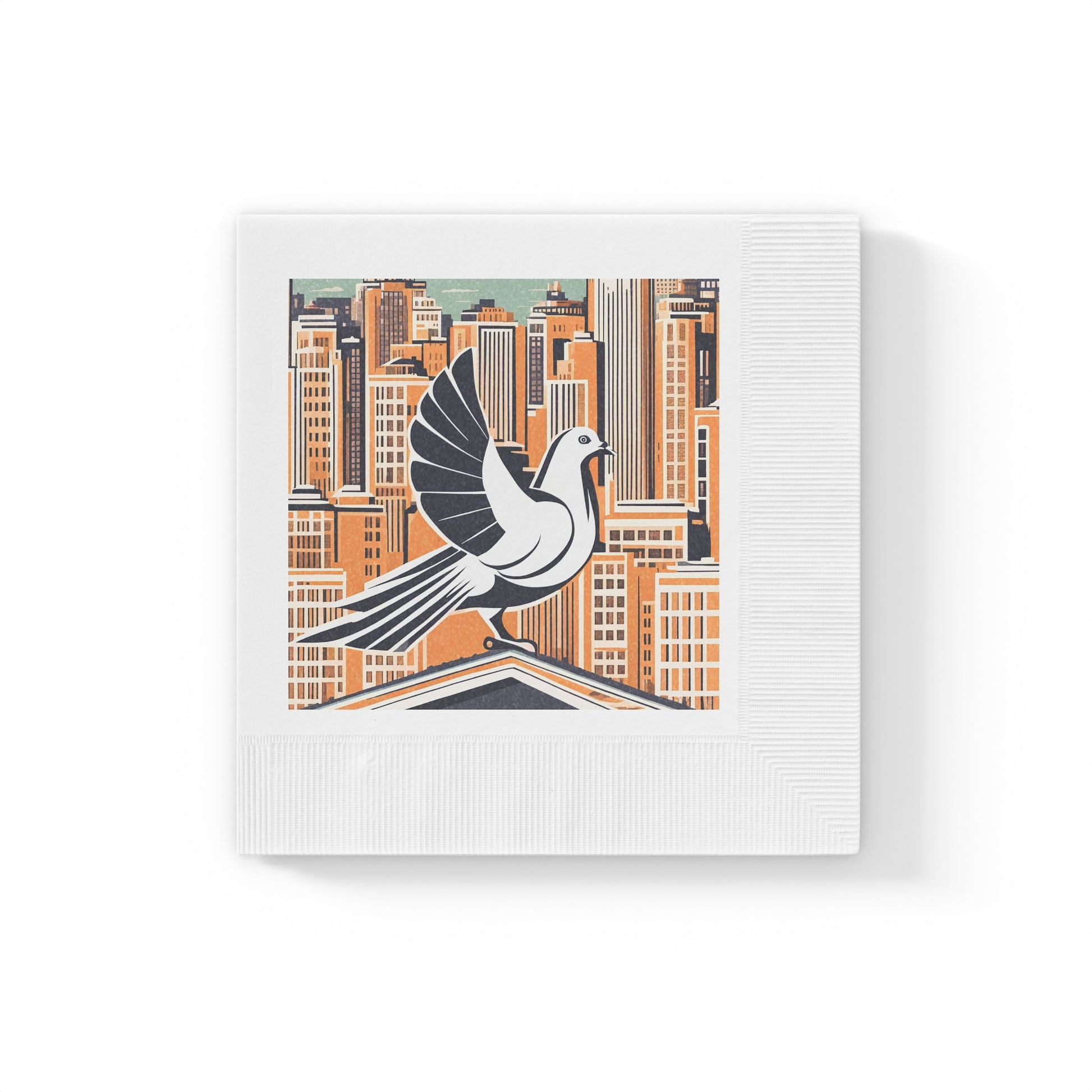 City Bird on Roof Cocktail Napkins - Decorative Paper Napkins for Parties, 2 sizes, Pack of 50 or 100
