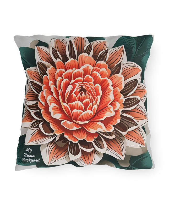 Orange Flower, Terracotta accent color, Throw Pillow, Indoor/Outdoor Decor for Home or Office