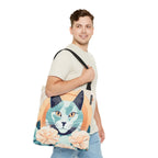Leo Bluemane Floral Cat Tote Bag