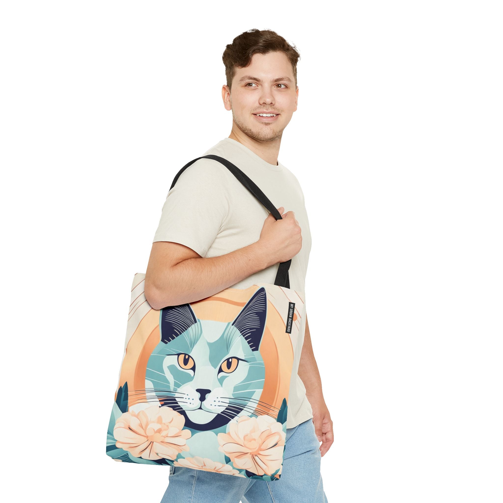 Leo Bluemane Floral Cat Tote Bag