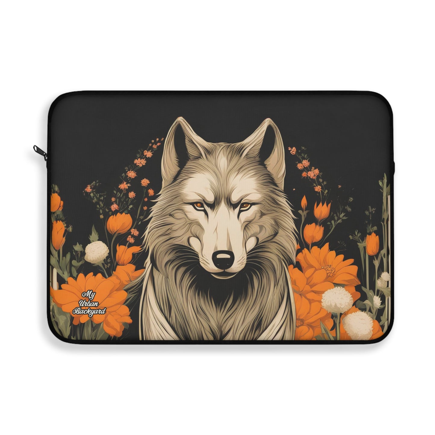 Wolf with Flowers, Laptop Carrying Case, Top Loading Sleeve for School or Work
