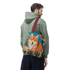 Coyote with Flowers Tote Bag with Cotton Handles For Everyday Use, 3 Sizes