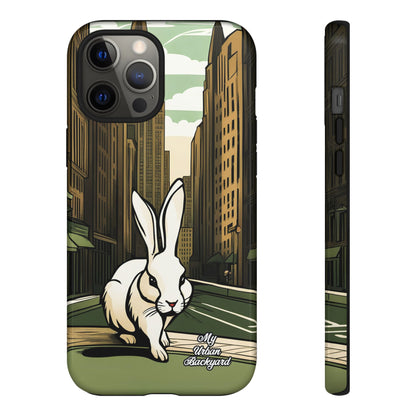 White Rabbit on a City Street, Cell Phone Case - Apple, Samsung, or Google Pixel