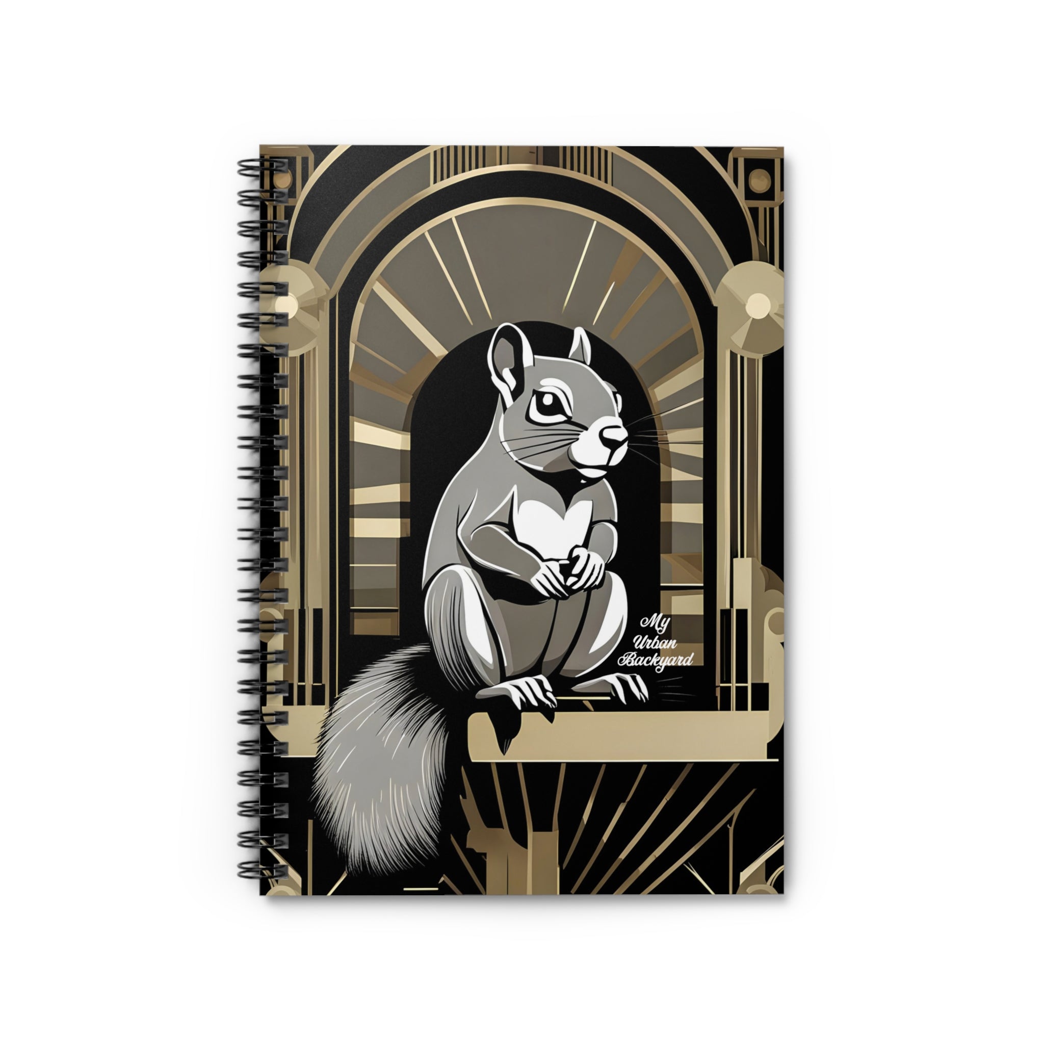 Art Deco Squirrel, Spiral Notebook Writing Journal - 118 Ruled Pages