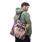 Raccoon and Flowers Tote Bag with Cotton Handles For Everyday Use, 3 Sizes