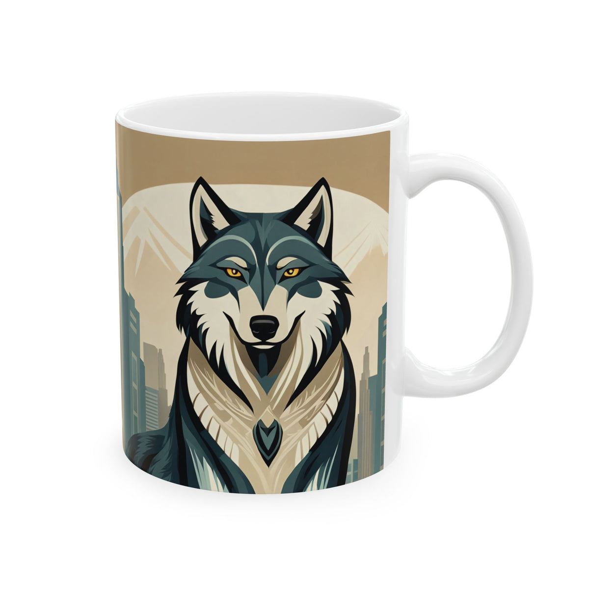 Art Deco Wolf Ceramic Mug