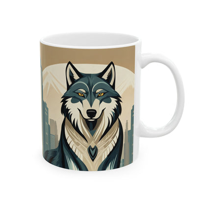 Art Deco Wolf Ceramic Mug