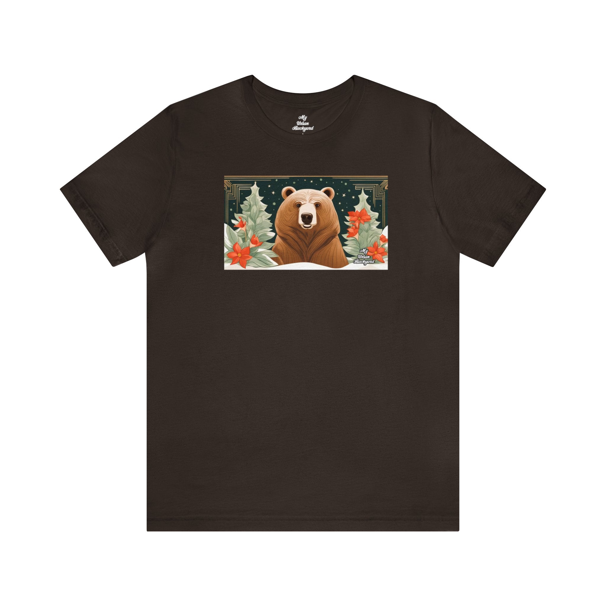 Art Deco Holiday Bear, Soft 100% Jersey Cotton T-Shirt, Unisex, Short Sleeve, Retail Fit