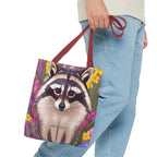 Raccoon and Flowers Tote Bag with Cotton Handles For Everyday Use, 3 Sizes