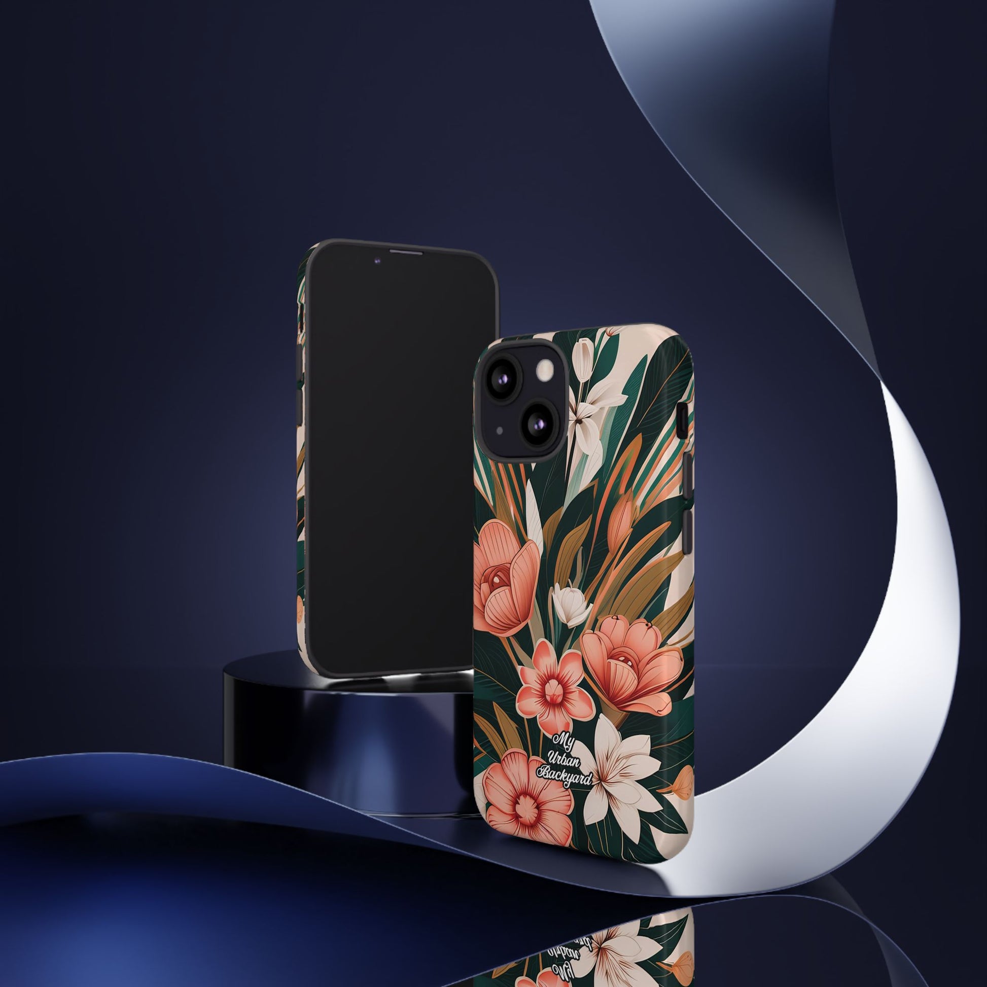 Peach Art Deco Flowers, Cell Phone Case - Apple, Samsung, Google Pixel