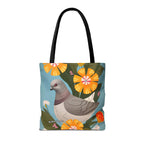 Pigeon and Yellow Flowers Tote Bag with Cotton Handles For Everyday Use, 3 Sizes