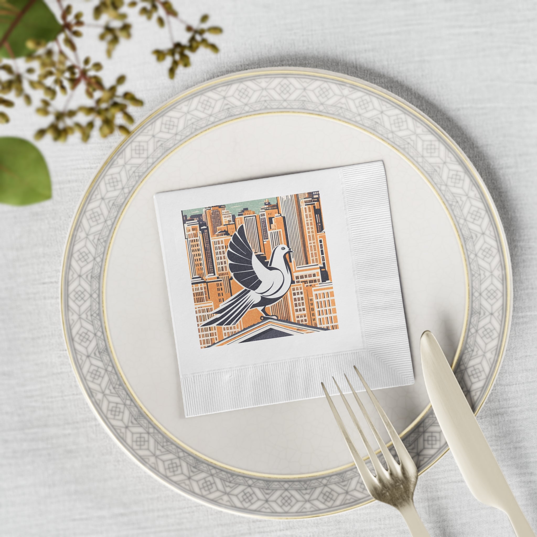 City Bird on Rooftop Napkins