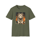 Wolf with Flowers, 100% Cotton T-Shirt
