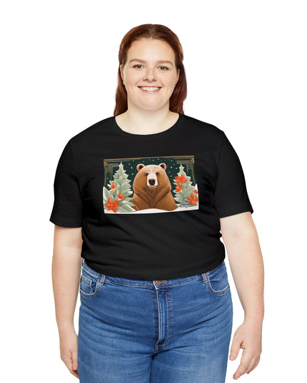Art Deco Holiday Bear, Soft 100% Jersey Cotton T-Shirt, Unisex, Short Sleeve, Retail Fit
