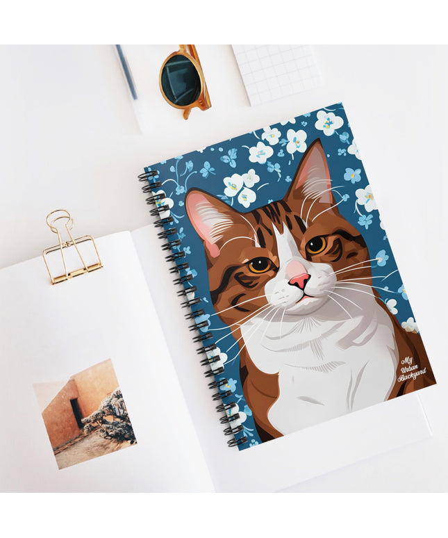 Cat with Flowers, Spiral Notebook Journal - Write in Style