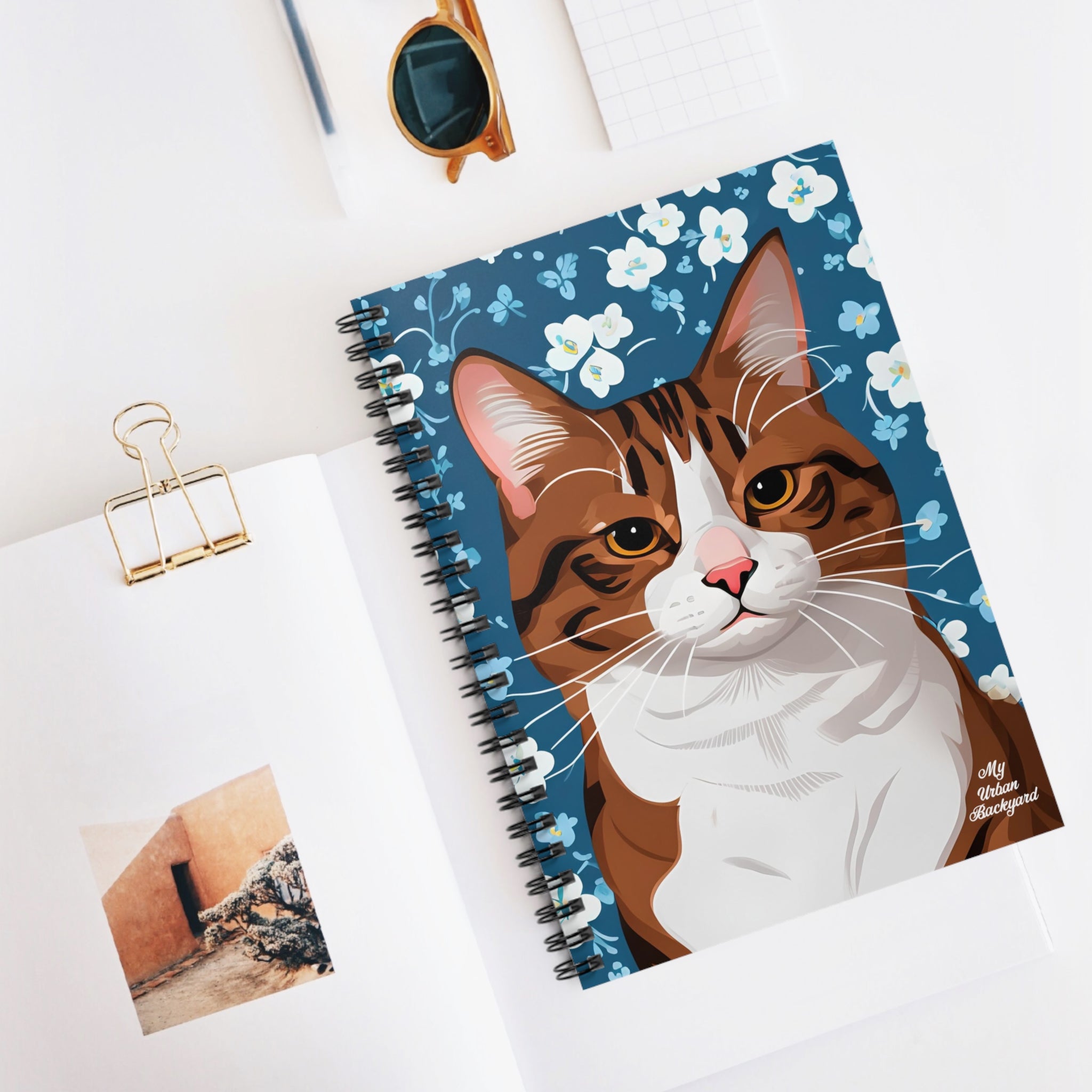 Cat with Flowers, Spiral Notebook Journal - Write in Style