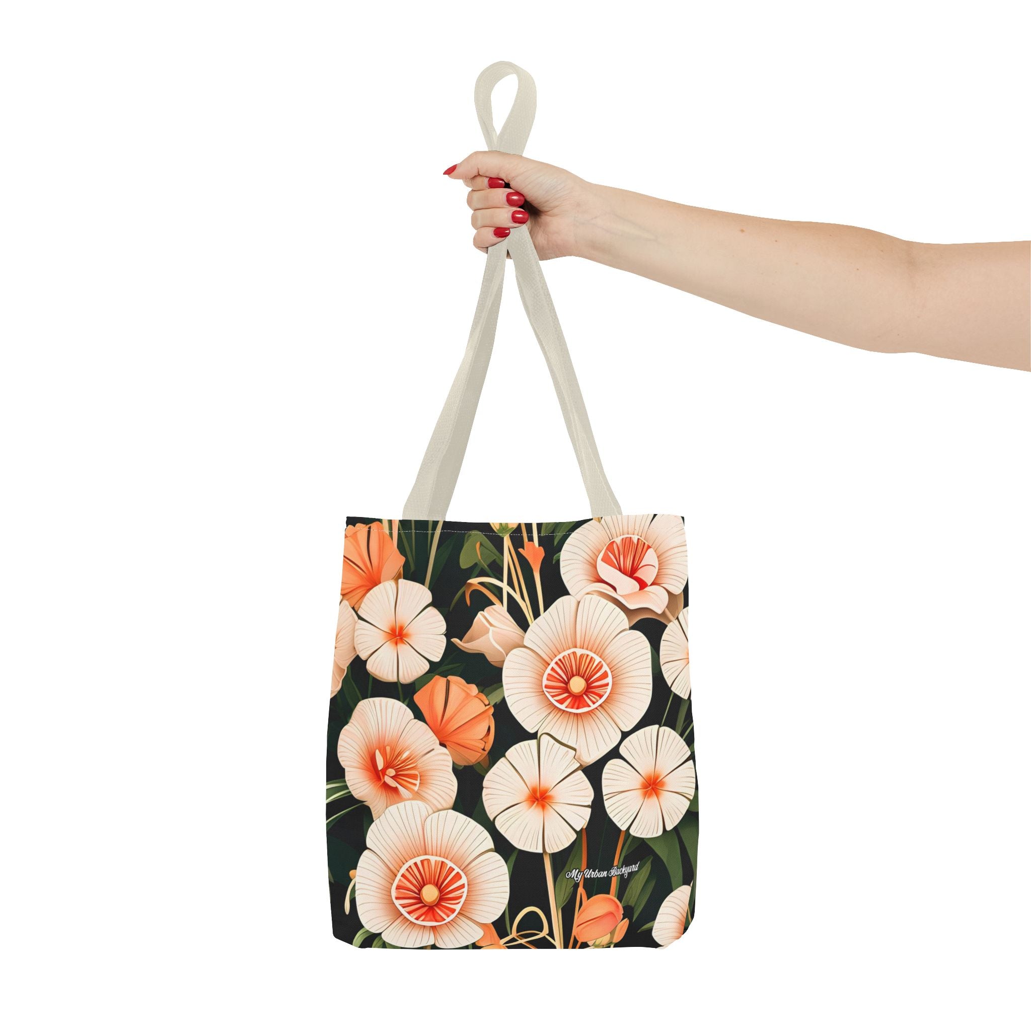 Art Deco Flowers Tote Bag with Cotton Handles For Everyday Use, 3 Sizes